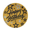 Golden Stars Happy Birthday Karton Tabak 8 Adet