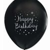 Happy Birthday Beyaz Baskılı Lateks Siyah Balon 10 Adet