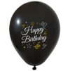 Happy Birthday Beyaz Baskılı Siyah Balon 10 Adet