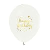 Happy Birthday Gold Baskılı Balon Beyaz 10 Adet