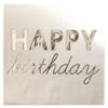 Happy Birthday Gümüş Baskılı Varak Peçete 16 Adet