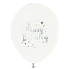 Happy Birthday Krom Baskılı Balon Beyaz 10 Adet
