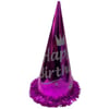 Happy Bırthday Simli Baskılı Fuşya Şapka