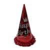 Happy Bırthday Simli Baskılı Kırmızı Şapka