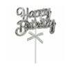 Krom Renk Pasta Üzeri Çubuklu Happy Birthday Kürdan Gümüş