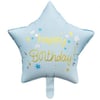 Mavi Renkli Happy Birthday Yıldız Folyo Balon