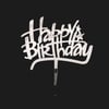 Pasta Süsü Pleksi Gümüş Happy Birthday 