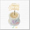 Pasta Süsü Pleksi Happy Birthday Gold