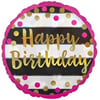 Siyah Fuşya Renkli Happy Birthday Folyo Balon