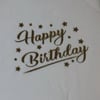 Yaldızlı Happy Birthday Beyaz Üzeri Gold Peçete