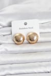 316L Çelik Gold Renk Top Model Kadın Küpe