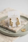 Gold Renk Zirkon Taşlı Halley Model Pirinç Kadın Küpe