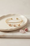 Pembe Kalp Model Zirkon Taşlı Gold Renk Kadın Bileklik