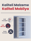 1. Sınıf Mdf 5 Raflı Dekoratif Kitaplık, Beyaz Kitaplık, Ofis Kitaplığı, Duvar Rafı 104x55cm