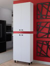 %100 MDF Ayarlanabilir Raflı Metal Ayaklı Beyaz Kiler Dolabı, 2 Kapaklı Çok Amaçlı Dolap, Mutfak Dolabı, Banyo Dolabı (BD08)