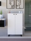%100 MDF Ayarlanabilir Raflı Metal Ayaklı Beyaz Kiler Dolabı, 2 Kapaklı Çok Amaçlı Dolap, Mutfak Dolabı, Banyo Dolabı (BD08)