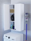 2 Kapaklı Ayarlanabilir Raflı Beyaz Çok Amaçlı Dolap, Kulplu Kiler Dolabı, Banyo Dolabı %100MDF (BD10)