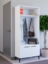 Ayakkabılıklı, Askılıklı Modern Beyaz Portmanto | %100 MDF Raflı Vestiyer | Antre Dolabı (VST04)