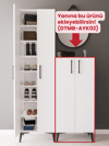 Beyaz Ayakkabılık Çok Amaçlı Dolap | 8 Raflı 2 Kapaklı %100 MDF Kiler Dolabı | Antre, Banyo, Giriş İçin Şık Depolama Ünitesi (AYK03)