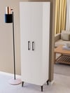 Beyaz Ayakkabılık Çok Amaçlı Dolap | 8 Raflı 2 Kapaklı %100 MDF Kiler Dolabı | Antre, Banyo, Giriş İçin Şık Depolama Ünitesi (AYK03)
