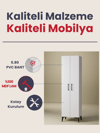 Beyaz Ayakkabılık Çok Amaçlı Dolap | 8 Raflı 2 Kapaklı %100 MDF Kiler Dolabı | Antre, Banyo, Giriş İçin Şık Depolama Ünitesi (AYK03)