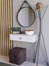 Beyaz Duvara Monte Dresuar | Halka Kulplu Tek Kapaklı %100 MDF Konsol | Şık ve Modern Dekoratif Raf (80 cm) (VST06)