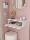 Beyaz Duvara Monte Dresuar | Halka Kulplu Tek Kapaklı %100 MDF Konsol | Şık ve Modern Dekoratif Raf (60 cm) (VST07)