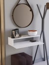 Beyaz Duvara Monte Dresuar | Halka Kulplu Tek Kapaklı %100 MDF Konsol | Şık ve Modern Dekoratif Raf (80 cm) (VST06)