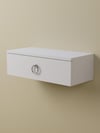 Beyaz Duvara Monte Dresuar | Halka Kulplu Tek Kapaklı %100 MDF Konsol | Şık ve Modern Dekoratif Raf (60 cm) (VST07)