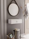 Beyaz Duvara Monte Dresuar | Halka Kulplu Tek Kapaklı %100 MDF Konsol | Şık ve Modern Dekoratif Raf (60 cm) (VST07)