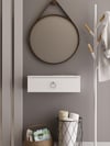 Beyaz Duvara Monte Dresuar | Halka Kulplu Tek Kapaklı %100 MDF Konsol | Şık ve Modern Dekoratif Raf (60 cm) (VST07)