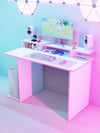 Beyaz Oyuncu Masası, %100 MDF, Profesyonel Gaming Oyuncu Masası, Pembe - Beyaz, 60x120cm