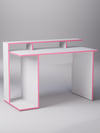 Beyaz Oyuncu Masası, %100 MDF, Profesyonel Gaming Oyuncu Masası, Pembe - Beyaz, 60x120cm