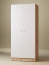 Detamob 2 Kapaklı Tek Kişilik Gardırop, %100 MDF Sonoma/Beyaz 