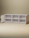 Detamob Beyaz Tv Ünitesi, 2 Kapaklı Raflı Tv Sehpası - 138cm MDF