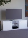 Detamob Beyaz Tv Ünitesi, 2 Kapaklı Raflı Tv Sehpası - 138cm MDF