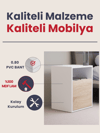 Detamob Kapaklı Raflı Komodin, %100 MDF Sonoma/Beyaz & Karbon Gri/Sonoma