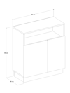 Detamob Lora Çok Amaçlı Dolap, Açık Raflı ve Kapaklı Dolap 90x80cm Beyaz & Karbon Gri