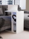 Raflı C Yan Sehpa, %100 MDF Beyaz & Sonoma/Beyaz & Sonoma / Gri