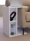 Raflı C Yan Sehpa, %100 MDF Beyaz & Sonoma/Beyaz & Sonoma / Gri