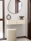 Vizon Rengi Duvara Monte Dresuar | Halka Kulplu Tek Kapaklı %100 MDF Konsol | Şık ve Modern Dekoratif Raf (80 cm) (VST06)