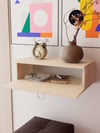 Vizon Rengi Duvara Monte Dresuar | Halka Kulplu Tek Kapaklı %100 MDF Konsol (60cm) | Şık ve Modern Dekoratif Raf (VST07)