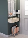 Vizon Rengi Duvara Monte Dresuar | Halka Kulplu Tek Kapaklı %100 MDF Konsol (60cm) | Şık ve Modern Dekoratif Raf (VST07)