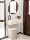 Vizon Rengi Duvara Monte Dresuar | Halka Kulplu Tek Kapaklı %100 MDF Konsol | Şık ve Modern Dekoratif Raf (80 cm) (VST06)