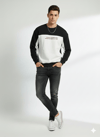 Erkek Bisiklet Yaka Çift İplikli Baskılı İçi Pamuklu Sweatshirt