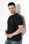 Erkek Fitilli Slim Fit Bisiklet Yaka Düz Renk T-Shirt 