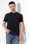 Erkek Fitilli Slim Fit Bisiklet Yaka Düz Renk T-Shirt 