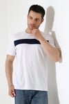 Erkek İki Renk Parçalı Bisiklet Yaka T-Shirt - Pamuklu Tişört