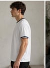 Erkek Kısa Kollu Bisiklet Yaka  Şerit Detaylı Düz Renk T-Shirt 4224