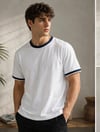Erkek Kısa Kollu Bisiklet Yaka  Şerit Detaylı Düz Renk T-Shirt 4224